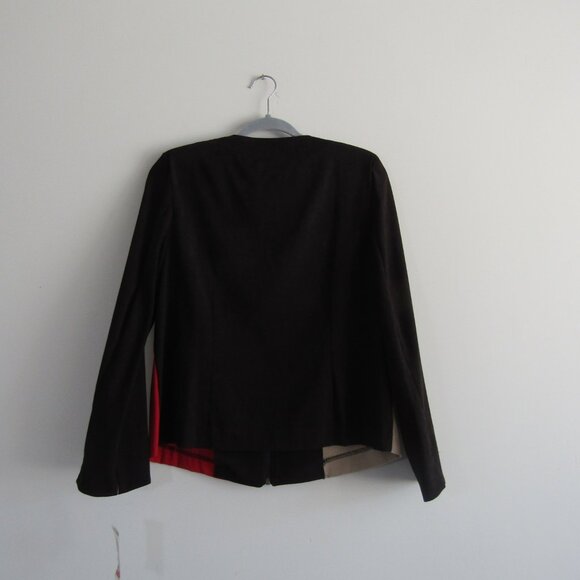 JM Collection Jacket 12 Petite Color Block Retro Artsy Modest Classic Casual - Picture 5 of 9